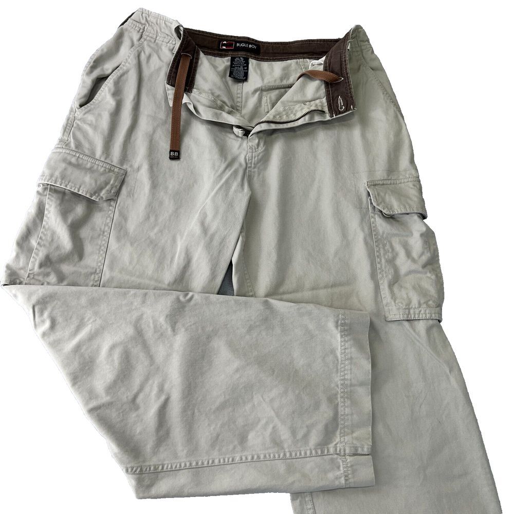Bugle Boy Cargo Pants 36x32 Beige 90s Y2K Skate Beach Hiking Gorpcore Streetwear